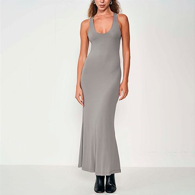 Vestido Midi Colcci Gola Ou25 Cinza Feminino