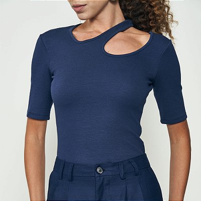 Blusa Colcci Recorte Ou25 Marinho Feminino
