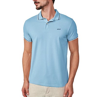 Camisa Polo Colcci 2 Listras Ou25 Azul Masculino
