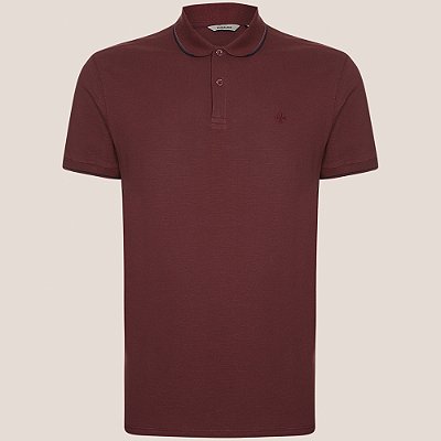 Camisa Polo Dudalina Jacquard Ou25 Bordô Masculino