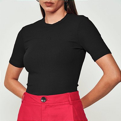 Blusa Canelado Colcci Slim Ou25 Preto Feminino