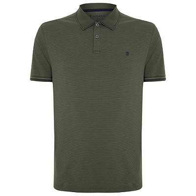 Camisa Polo Individual Listrada Ou25 Verde Masculino