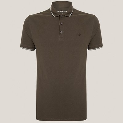 Camisa Polo Dudalina Frisos Degrade Ou25 Marrom Masculino
