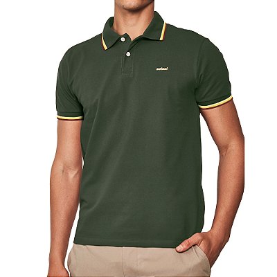 Camisa Polo Colcci 3 Listras Ou25 Verde Masculino