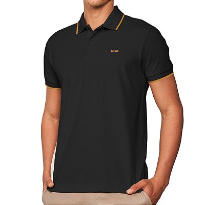 Camisa Polo Colcci Listra Ou25 Preto Masculino