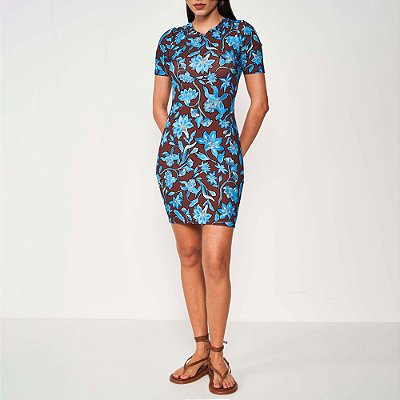Vestido Curto Colcci Flowers Ou25 Azul Feminino