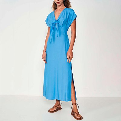 Vestido Midi Colcci Amarração Ou25 Azul Feminino