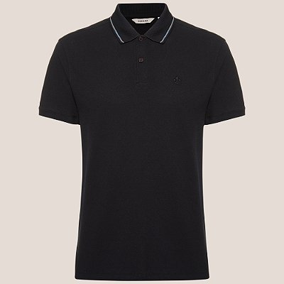Camisa Polo Dudalina Piquet Frisos In25 Preto Masculino