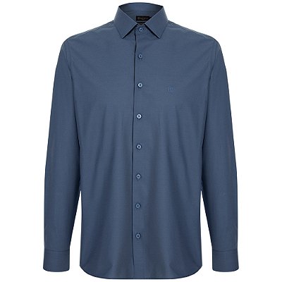 Camisa Individual Slim Lisa Ou25 Azul Masculino
