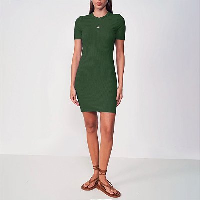 Vestido Canelado Colcci Curto Logo In25 Verde Feminino