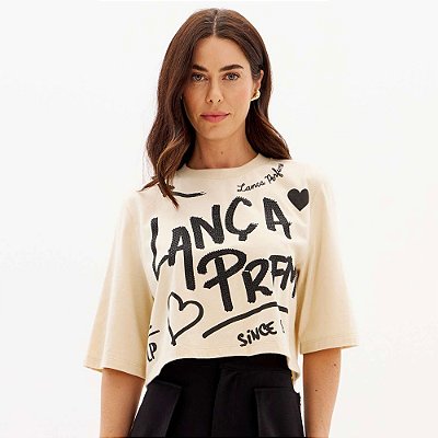 Camiseta Lança Perfume Cropped In25 Bege Feminino
