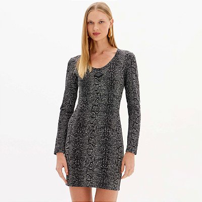 Vestido Curto Easy Lança Perfume Long Sl In25 Preto Feminino