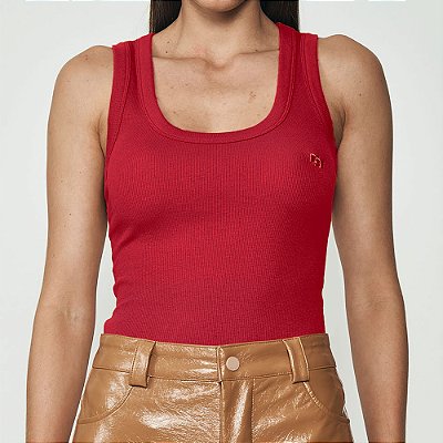 Regata Colcci Slim Gola Aberta In25 Vermelho Feminino