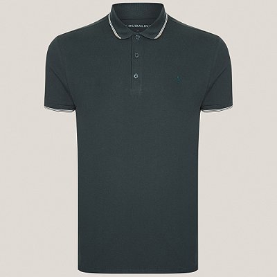 Camisa Polo Dudalina Frisos Degradee Ou25 Verde Masculino