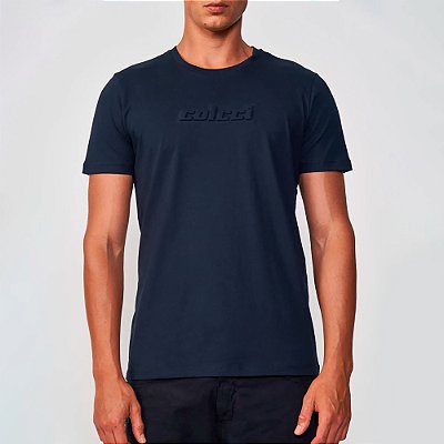 Camiseta Colcci Slim Logo Relevo In25 Marinho Masculino