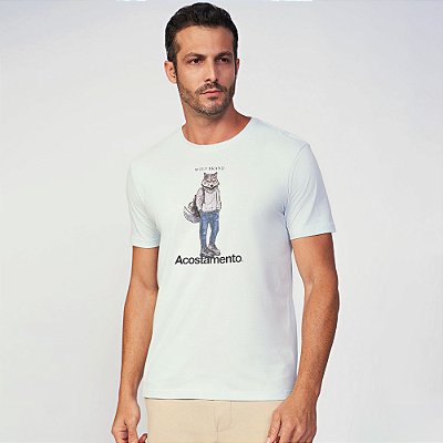 Camiseta Acostamento Wolf Style Ve25 Branco Masculino