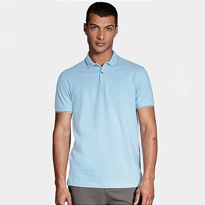 Camisa Polo Aramis Basic 4 Frisos Ve27 Azul Pastel Masculino
