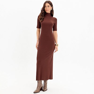 Vestido Super Midi Lança Perfume Frisos In25 Marrom Feminino