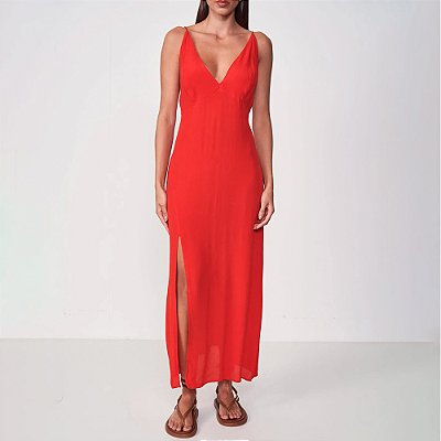 Vestido Super Mid Colcci Gola V In25 Vermelho Feminino