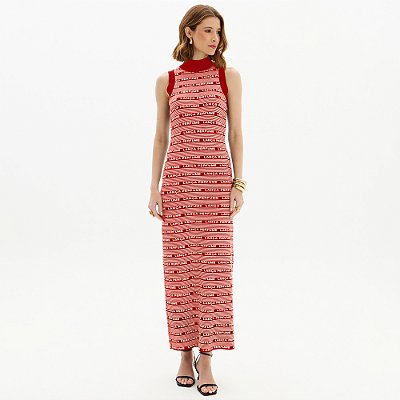 Vestido Super Mid Lança Perfume Trico In25 Vermelho Feminino