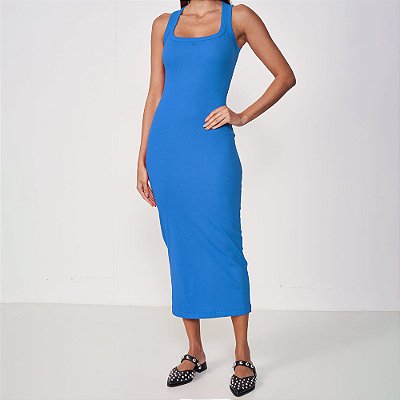 Vestido Super Mid Colcci Canelada In25 Azul Feminino