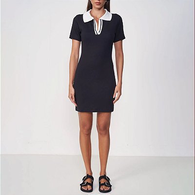 Vestido Curto Colcci Gola Polo In25 Preto Feminino
