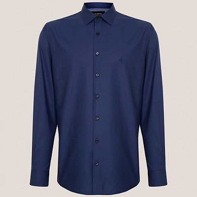 Camisa Dudalina Comfort Tricoline In25 Marinho Masculino