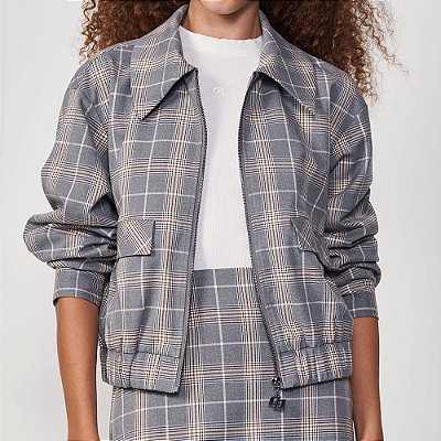 Jaqueta Colcci Xadrez In25 Cinza Feminino