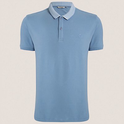 Camisa Polo Dudalina Jacquard Pr26 Azul Masculino