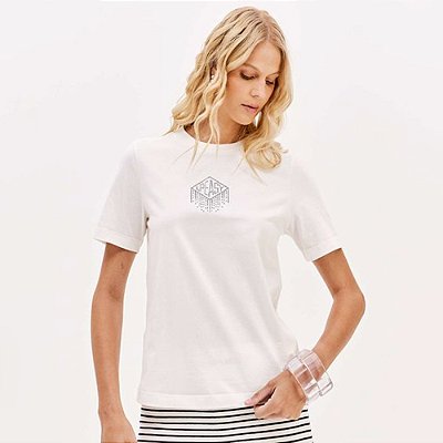 Camiseta Easy Lança Perfume Sleeve Pr26 Off White Feminino