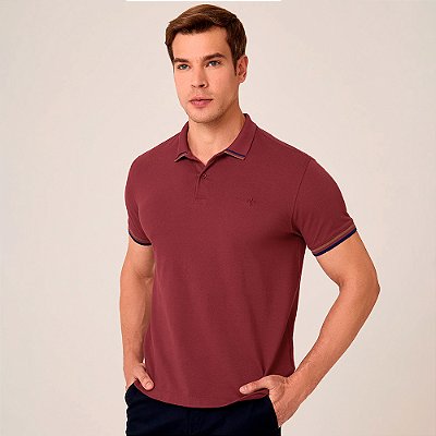 Camisa Polo Dudalina Piquet Jacquard Pr26 Roxo Masculino