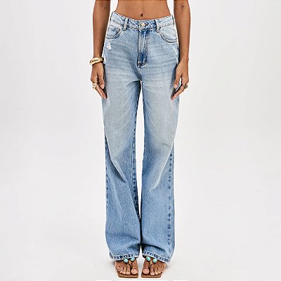 Calça Jeans Lança Perfume Reta Super High Pr26 Azul Feminino