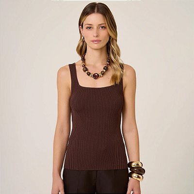 Regata Dudalina Tricot Cristiane Pr26 Marrom Feminino