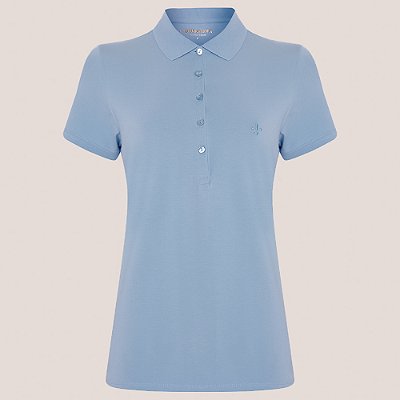 Camisa Polo Dudalina Peruan Pr26 Azul Claro Feminino