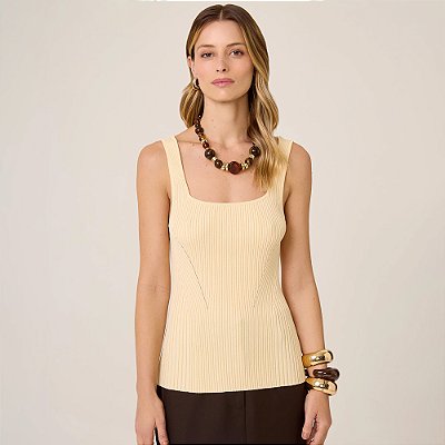 Regata Dudalina Tricot Cristiane Pr26 Amarelo Claro Feminino