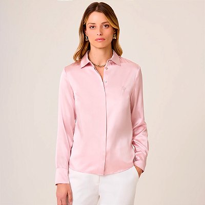Camisa Seda Dudalina Lis Pr26 Rosa Claro Feminino