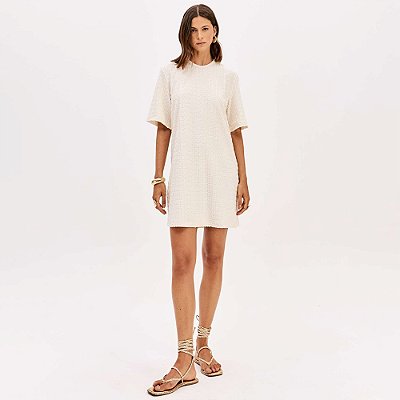 Vestido Curto Lança Perfume Td Signature Pr26 Bege Feminino