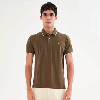 Camisa Polo Colcci Logo Listra Pr26 Verde Cilandro Masculino