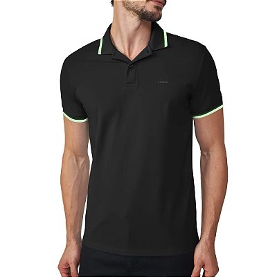 Camisa Polo Colcci 3 Listras Pr26 Preto Masculino