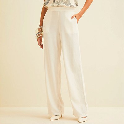 Calça Forum Linho Ve26 Off White Feminino
