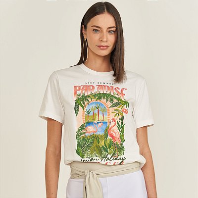 Camiseta Colcci Paradise Ve26 Off White Feminino
