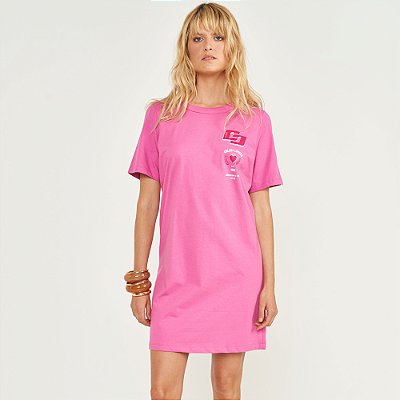 Vestido Curto Colcci Tshirt Ve26 Rosa Feminino