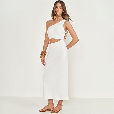 Vestido Super Mid Colcci Canelado Ve26 Off White Feminino