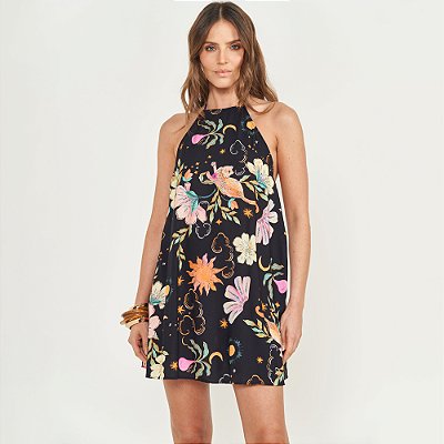 Vestido Curto Colcci Flowers Ve26 Preto Feminino