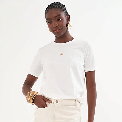 Camiseta Colcci Iconic Metal Pr26 Off White Feminino