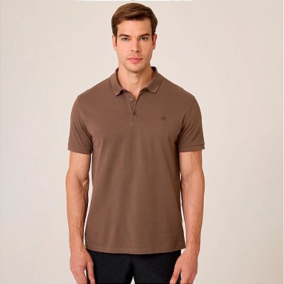 Camisa Polo Dudalina Essential Basic Pr26 Marrom Masculino