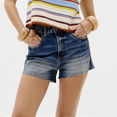 Short Jeans Lança Perfume Comfort Super H Ve26 Azul Feminino