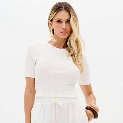 Blusa Lança Perfume Canelada Cropped Ve26 Off White Feminino