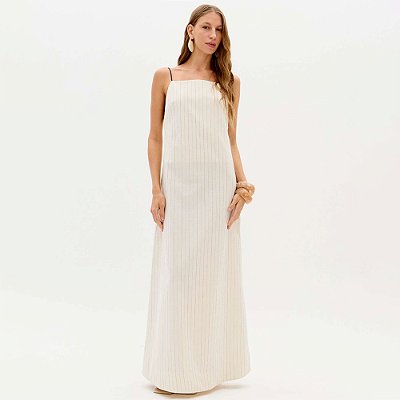 Vestido Super Midi Lança Perfume Ret Ve26 Off White Feminino