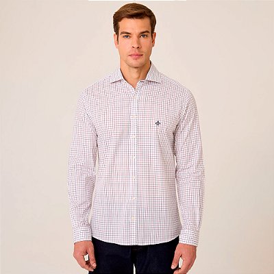 Camisa Dudalina Slim Xadrez Ve26 Branco Masculino
